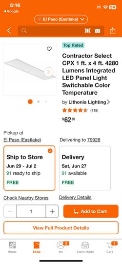 Contractor Select CPX 1 ft. x 4 ft. 4280 Lumens Integrated LED Panel Light Switchable Color Temperature by Lithonia Lighting