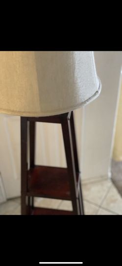 Staggered lamp with shelves, large and over 5ft.