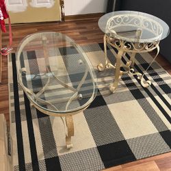Wrought Iron Matching Coffee and End Tables (measures in description)