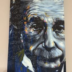 Albert Einstein Canvas Art “It's All Relative” 24" X 35” by Stephen Fishwick