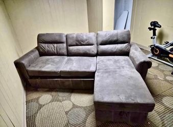 Gray Pull-Out Sleeper Sectional – Storage Chaise + Delivery Included