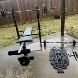 Weights Set (Dumbbells crowbar bench For press Bench and more)