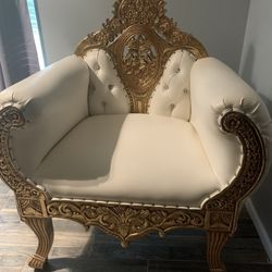 Sweetheart Throne Chairs Beige And Gold 