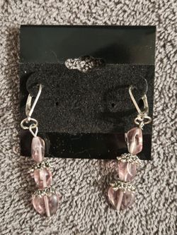 Vintage Purple Transparent Bead Dangle Earrings