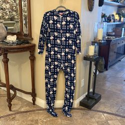 Sanrio Hello Kitty 2014 Navy and White Pattern Footed Onesie Pajama Size Small