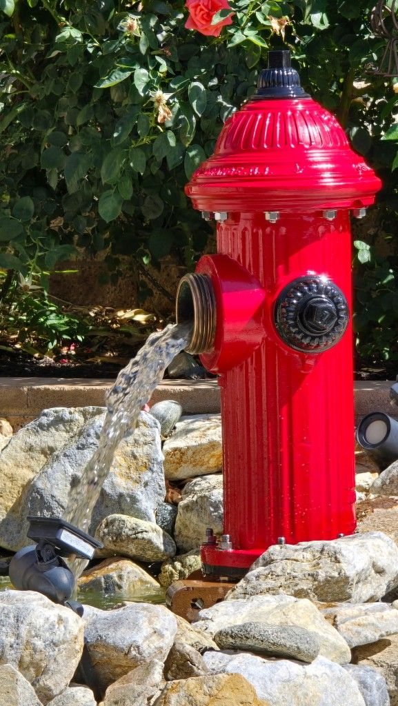 Custom Fire Hydrant Pond Waterfall