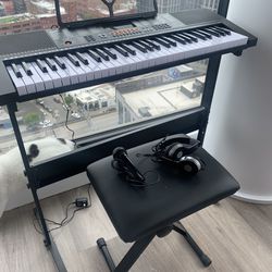 Keyboard Piano with Stool, Music Stand, Microphone And Headphones