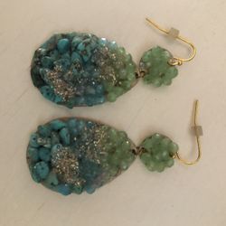 Earrings - Turquoise And Jade 
