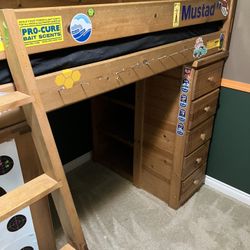 Wood Twin Loft Bed, Mattress Not Included 