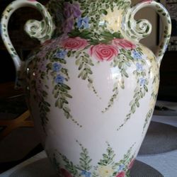 Vintage Hand Painted Vase 16"