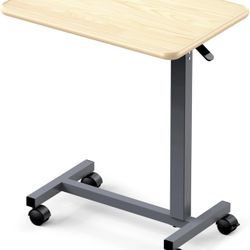 Adjustable Overbed Table with Wheels, Bedside Rolling Table