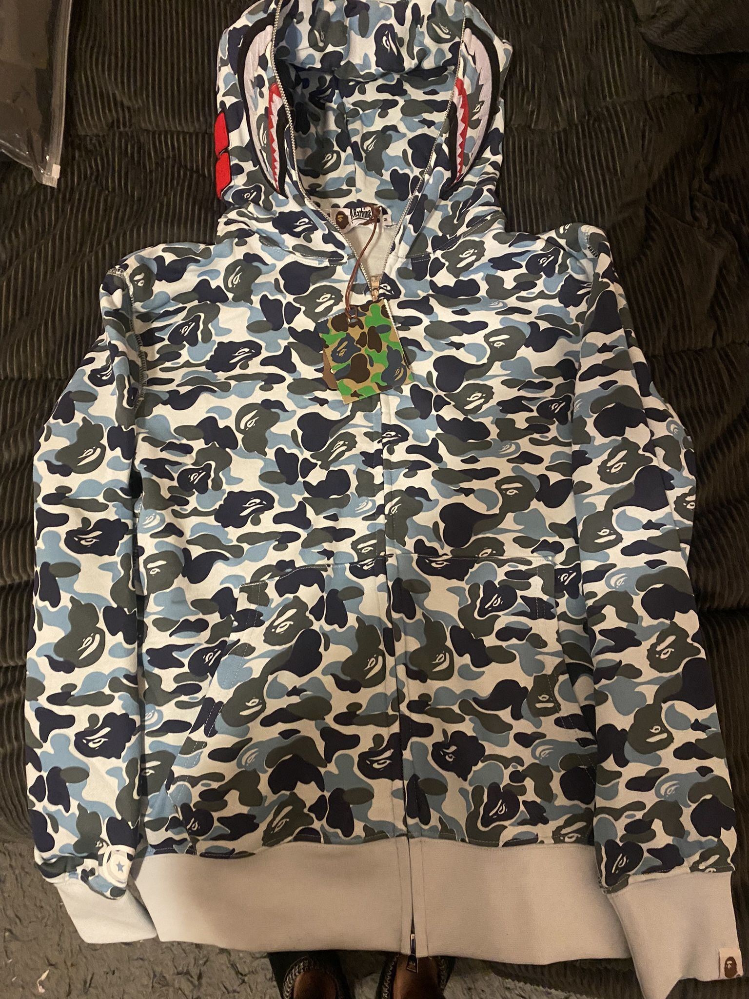 bape camo shark zipup