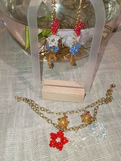 earrings and bracelet
