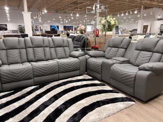 Power Head And Foot Reclining Sofa And Loveseat Set 