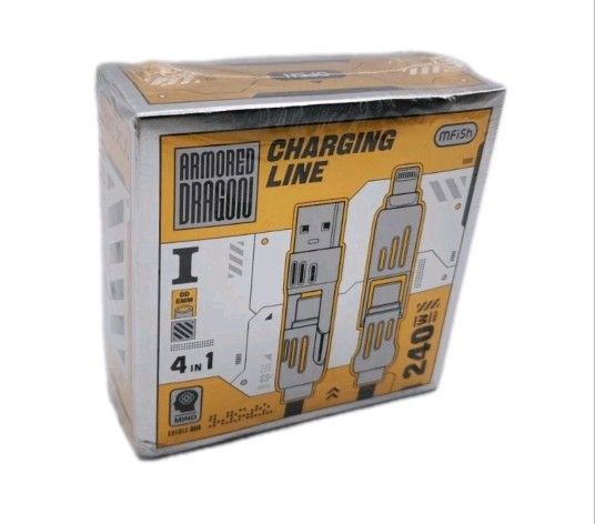 Mfish 240w Armored Dragon Type C USB A iPhone Android 4 in 1 Charging Line Cable