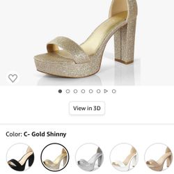 High Heel Shoes - Gold