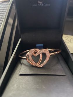 Lexi and Rose Rose Gold Heart Bangle Bracelet