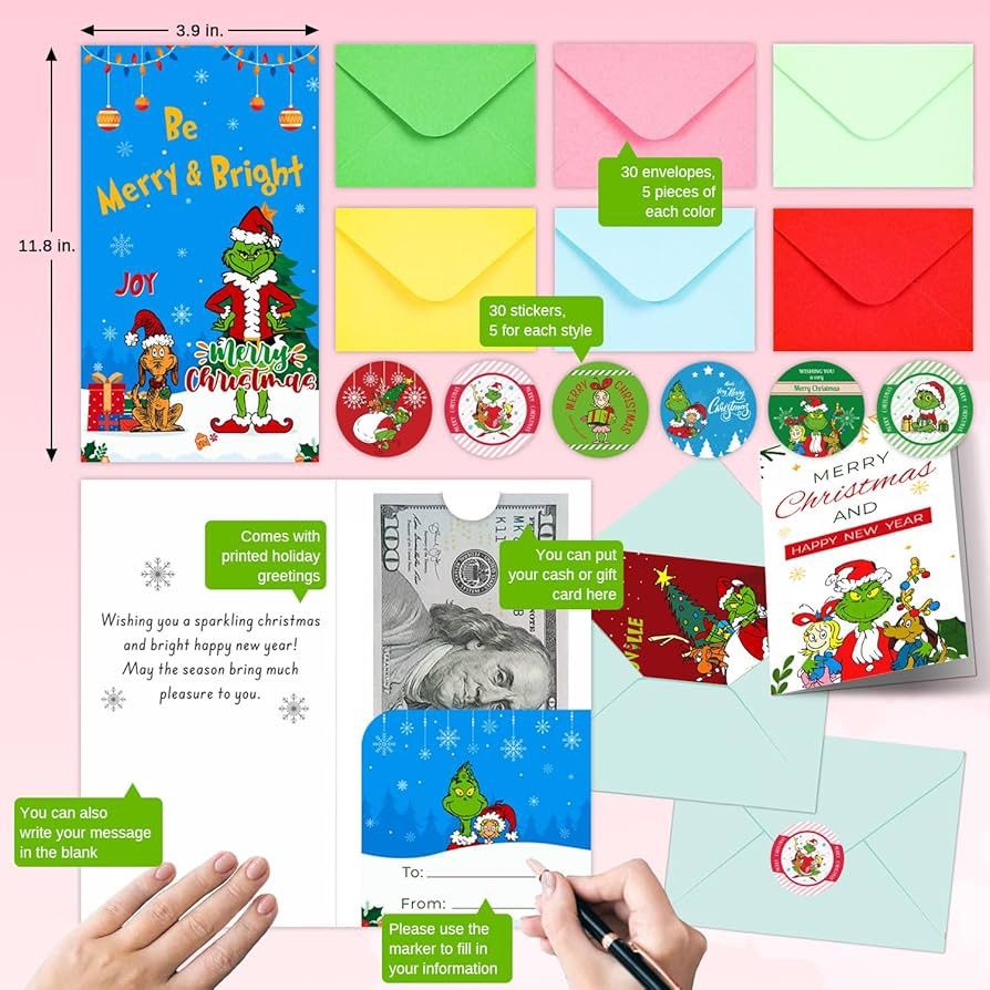Christmas Money Holder Cards with Envelopes and Stickers