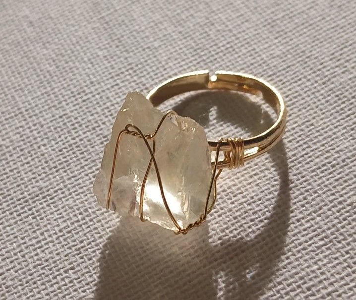 Raw Citrine Crystal Adjustable Ring NEW
