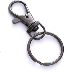 50 Pcs Premium Dark Grey Swivel Clasps Lanyard Snap Hooks with Key Rings, Key Chain Clip Hooks Lobster Claw Clasps for Keychain Clip Lanyard, Jewelry 