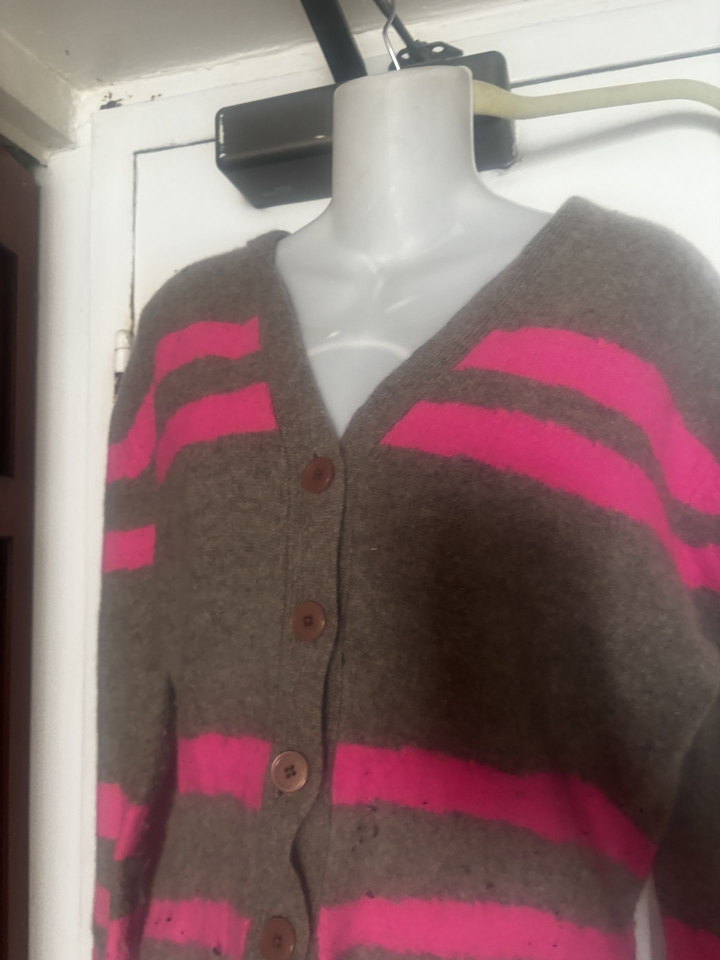 Marc Jacobs y2k top barbie pink striped cardigan dress shirt sweater lambswool 