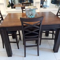 Brown Kitchen Table With 4 Tall Chairs