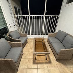 Kendall Cove 4-Piece Steel Patio Conversation Outdoor Seating Set with Charcoal Cushions