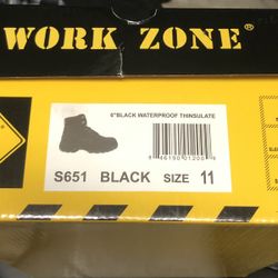 Work Zone Men's Steel Toe 6in Work Boots -Black Size 11