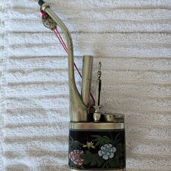 What is it? Cloisonne. Antique Vintage Chinese Pewter Paktong and Cloisonne Enamel
