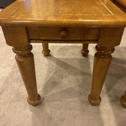  Wood coffee table with two end tables