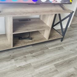 Modern TV Stand with Built-in Power Strip and Storage Shelves