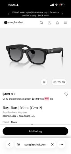 Ray-Ban Meta Wayfarer Gen 2 AI Glasses