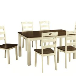 Woodanville Cream/Brown Dining Table and Chairs (Set of 7)


