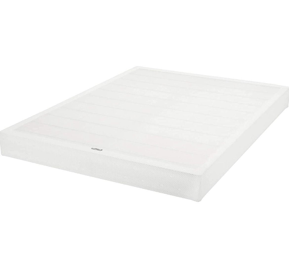 Amazon Basics Smart Box Spring Bed Base, 7-Inch Height Mattress Foundation, Tool-Free Easy Assembly, King, 79"L x 75.5"W x 7"H, White