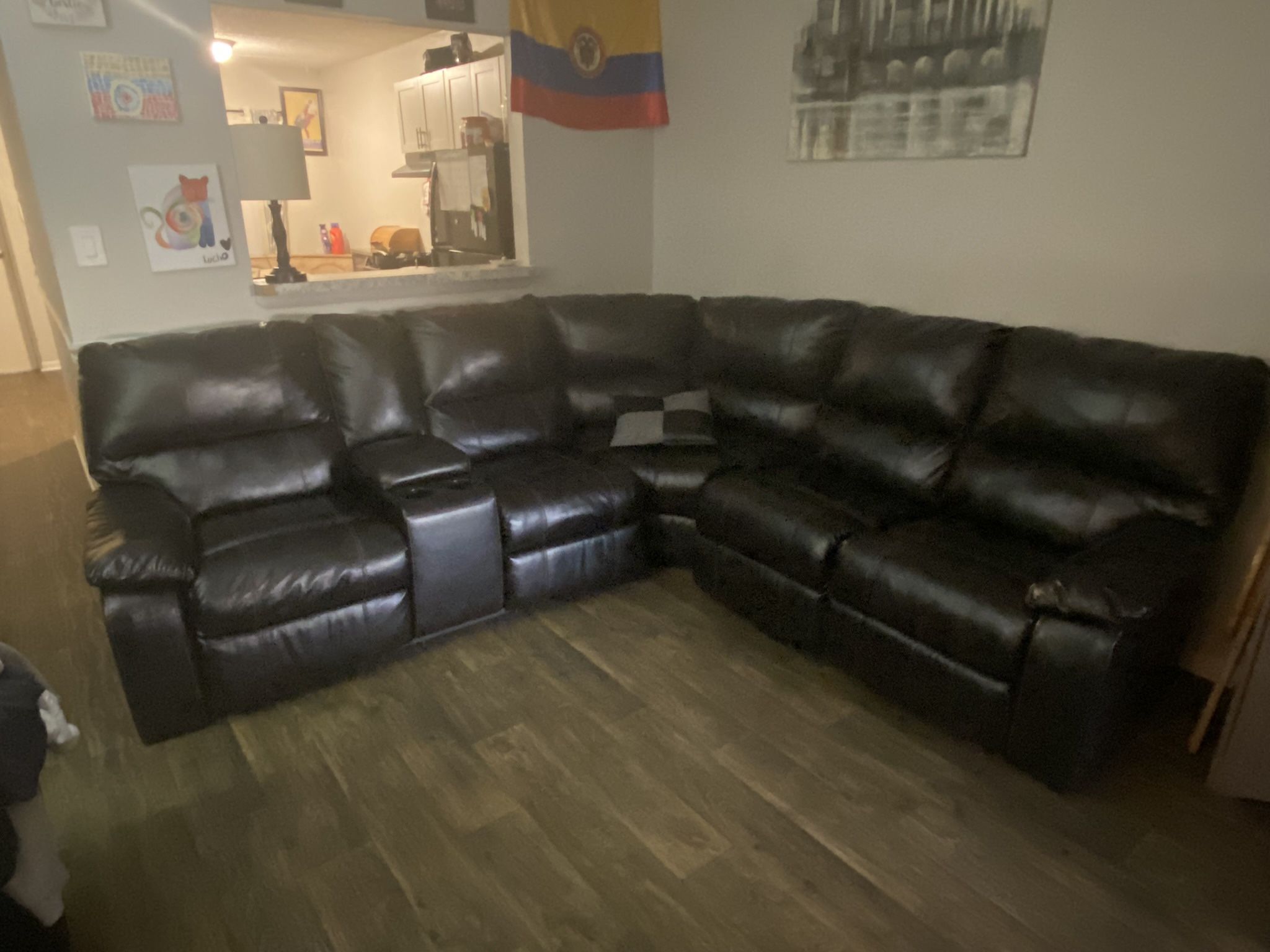 L Couch, Computer Desk And Corner Dining Table