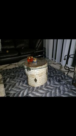 Beautiful Natural Birch log coffee table glass top