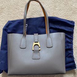 Dooney and Bourke Small Shannon Tote - real leather- color: Taupe/ gray/ tan
