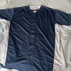 ⚾️ New! Blue & Grey Short Sleeved Button Up Jersey Size 2XL