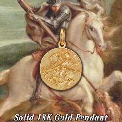 Vintage Solid 18K Gold Saint George Pendant/Charm