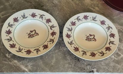 Disney Tigger Winnie the Pooh 100 Acre Woods 9" Rimmed Soup/Salad Plate/Bowl Set of 2