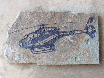 rock art by Stone Struck with police helicopter engraved in rock slate