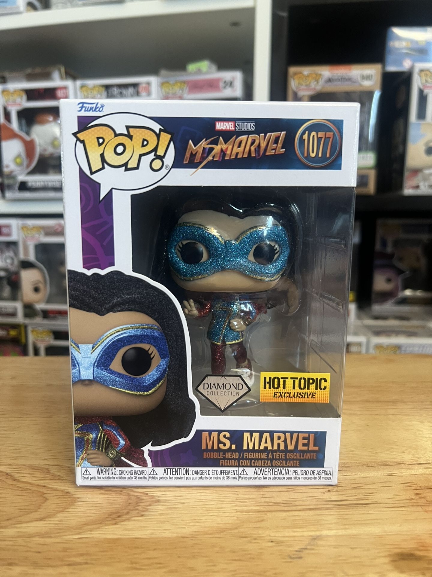 EXCLUSIVE DIAMOND GLITTER Ms. Marvel Funko Pop Bobblehead #1077 Disney Kamala