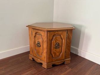 TWO Hexagonal Wood Cabinet End Table
