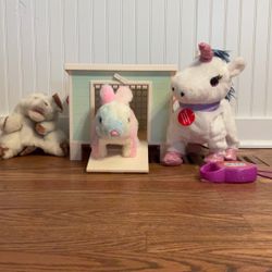 Kid Connection Walking Unicorn Plush Bundle with Pet Carrier, Bunny & Guinea Pig Toys