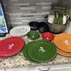 Walt Disney World Disney Retired Mickey & Beauty & The Beast Dining Plates & Bowls