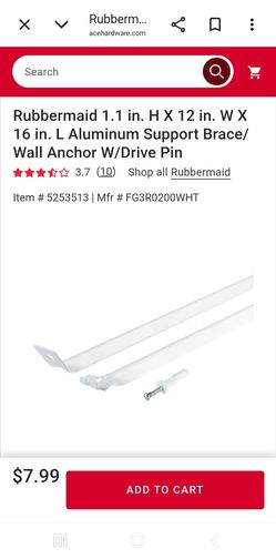 2 new Rubbermaid shelving support braces
