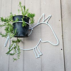 Welding Metal Litle Donkey Flower Pot Holder