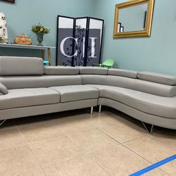 New Gray Sectional Sofa Couch 