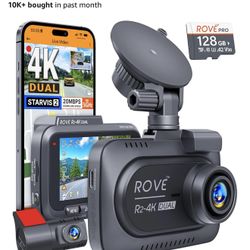 ROVE R2-4K DUAL Dash Cam Front and Rear, STARVIS 2 Sensor, FREE 128GB Card Included, 5G WiFi - up to 20MB/s Fastest Download Speed with App, 4K 2160P/