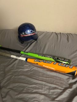 Rawlings and Easton Baseball Bats with Rawlings youth Batting Helmet